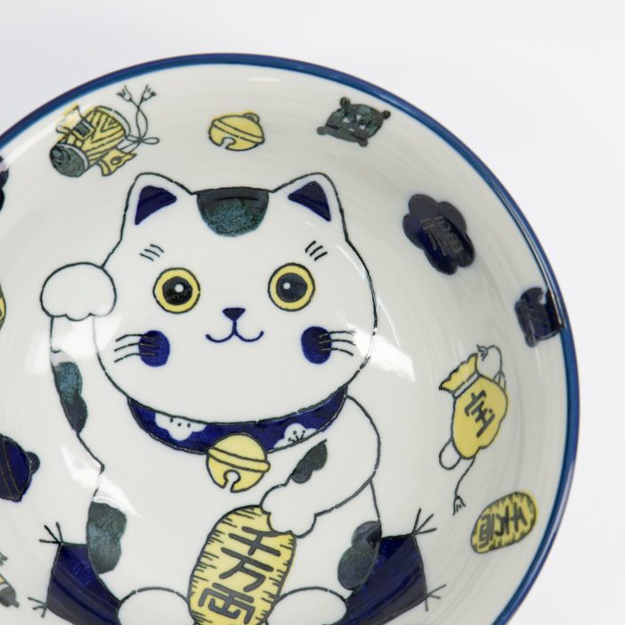 Tokyo Design Studio - Bol à Ramen Kawaii - Chat Porte-Bonheur Neko - Bleu - 20.8x8cm - 1000ml – Image 3