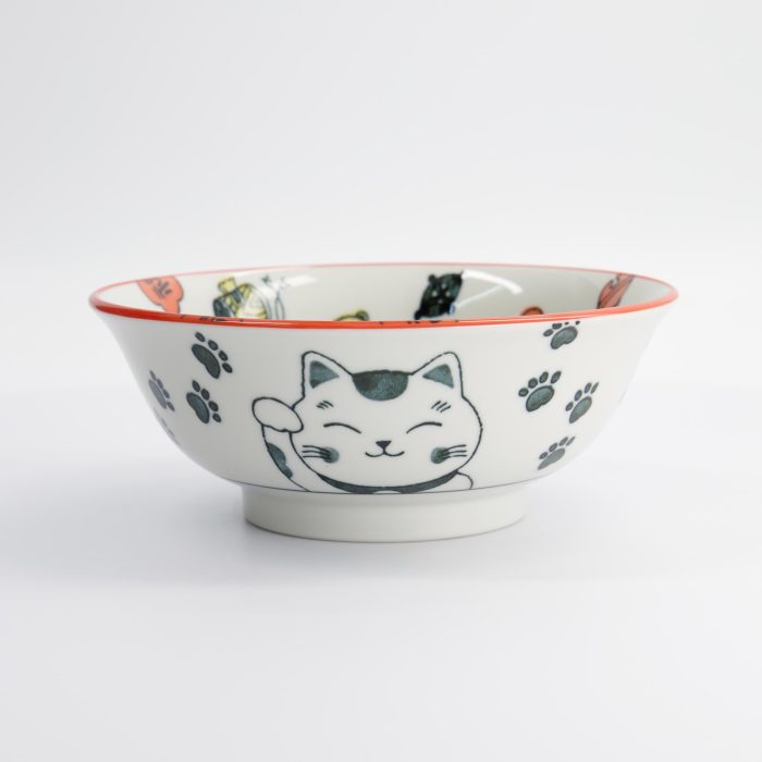 Tokyo Design Studio - Bol à Ramen Kawaii - Chat Porte-bonheur Neko - Rouge - 20,8x8cm - 1000ml – Image 3