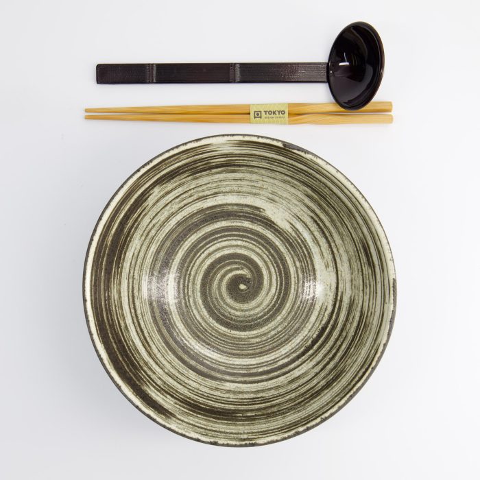 Tokyo Design Studio - Asashio - Ensemble Cadeau Ramen 3 Pièces - Blanc/Cuillère Marron - 21x9 cm - 1300 ml – Image 2