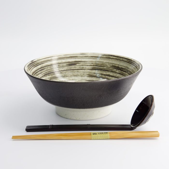 Tokyo Design Studio - Asashio - Ensemble Cadeau Ramen 3 Pièces - Blanc/Cuillère Marron - 21x9 cm - 1300 ml – Image 4
