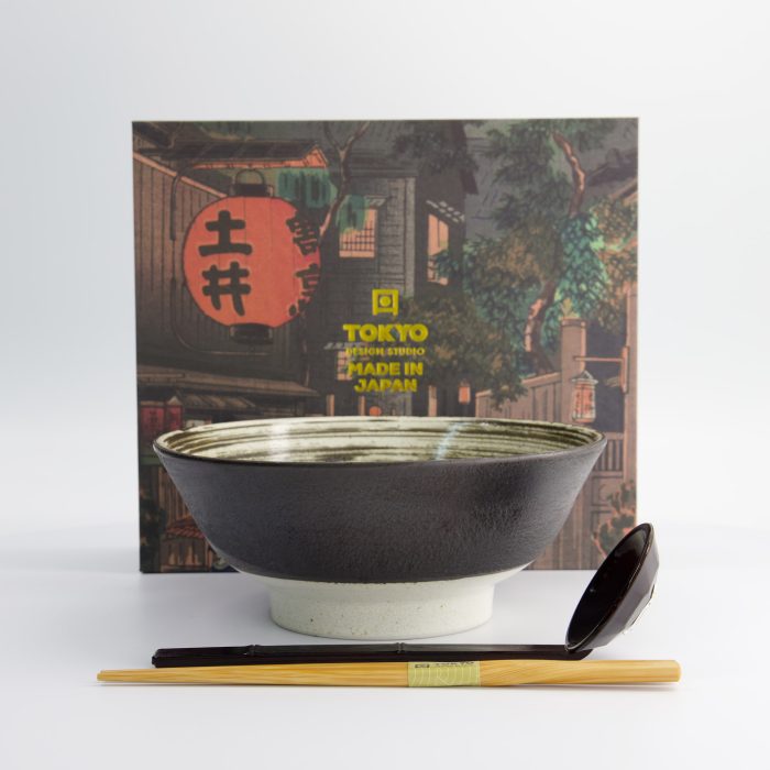 Tokyo Design Studio - Asashio - Ensemble Cadeau Ramen 3 Pièces - Blanc/Cuillère Marron - 21x9 cm - 1300 ml – Image 3