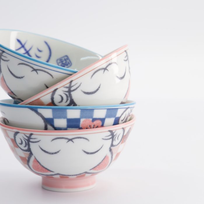 Set Cadeau de Bols Chat Porte-Bonheur Kawaii Bleu/Rose - 4 pièces - 11,3x5,8 cm – Image 5