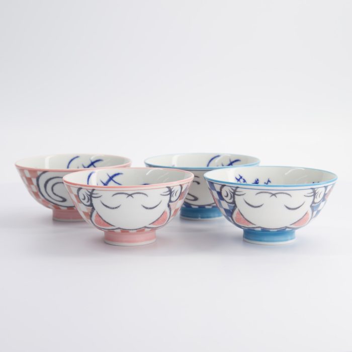 Set Cadeau de Bols Chat Porte-Bonheur Kawaii Bleu/Rose - 4 pièces - 11,3x5,8 cm – Image 4