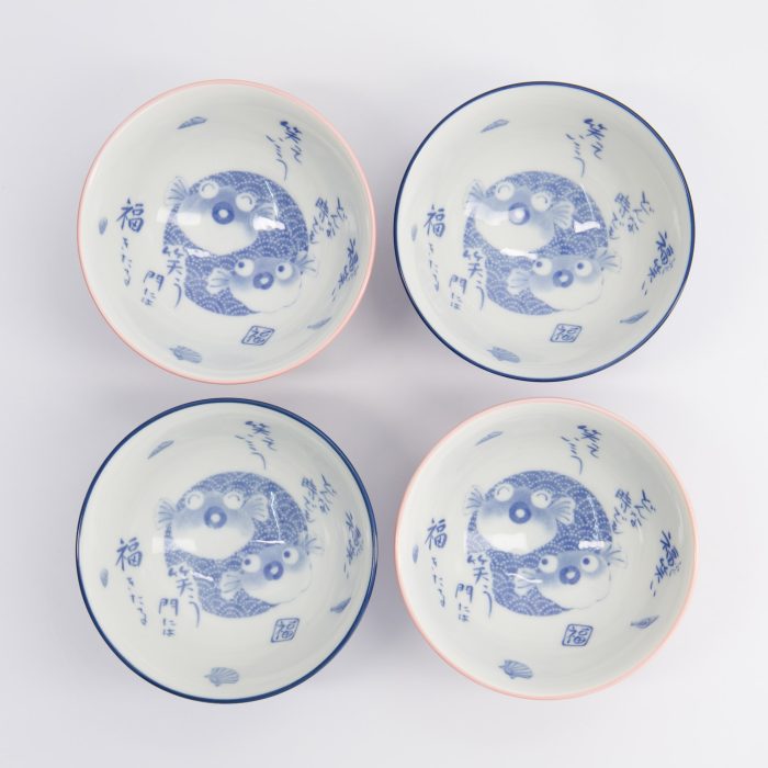 Tokyo Design Studio - Coffret de Bols - Poisson-ballon - Bleu/Rose - 4 pièces - 11,3x5,8cm – Image 2