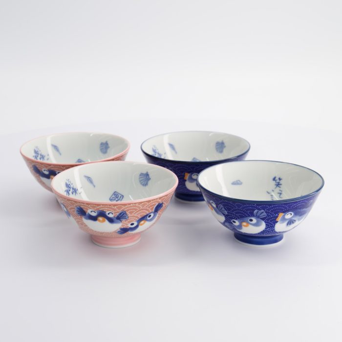 Tokyo Design Studio - Coffret de Bols - Poisson-ballon - Bleu/Rose - 4 pièces - 11,3x5,8cm – Image 3