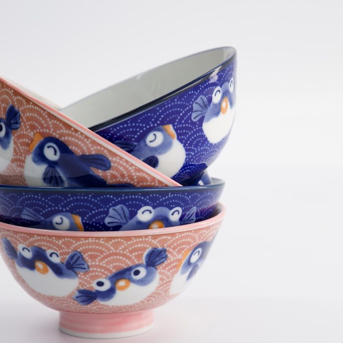 Tokyo Design Studio - Coffret de Bols - Poisson-ballon - Bleu/Rose - 4 pièces - 11,3x5,8cm – Image 4