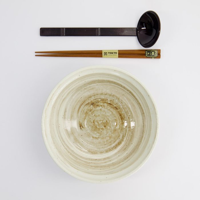 Tokyo Design Studio - Hakeme - Coffret Cadeau Ramen 3 Pièces - Blanc/Marron - Cuillère - 19,5x7,2cm - 900ml – Image 2