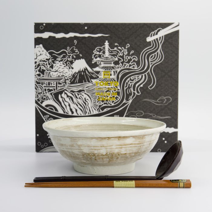 Tokyo Design Studio - Hakeme - Coffret Cadeau Ramen 3 Pièces - Blanc/Marron - Cuillère - 19,5x7,2cm - 900ml – Image 4