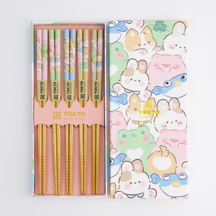 Tokyo Design Studio - Kawaii - Set de baguettes - Animaux - 5 paires – Image 2