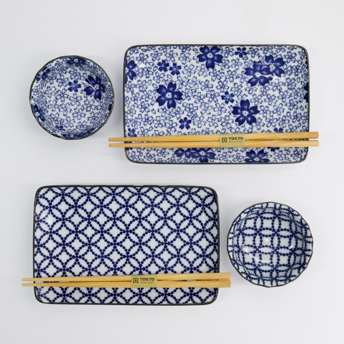 Coffret Cadeau Sushi Ten Shipo/Sakura - 4 pièces avec Baguettes - 20.4x13cm & 9x3.5cm – Image 2