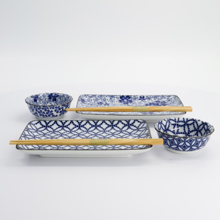 Coffret Cadeau Sushi Ten Shipo/Sakura - 4 pièces avec Baguettes - 20.4x13cm & 9x3.5cm – Image 3