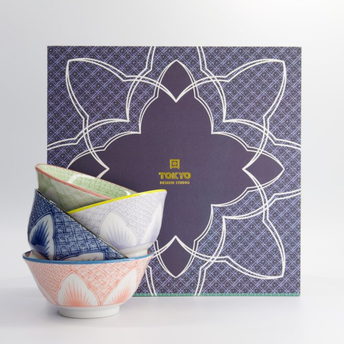 Tokyo Design Studio - Ensemble Cadeau de Bols Fleur de Lys - 4 pièces - 14.8x6.8cm 550ml – Image 4