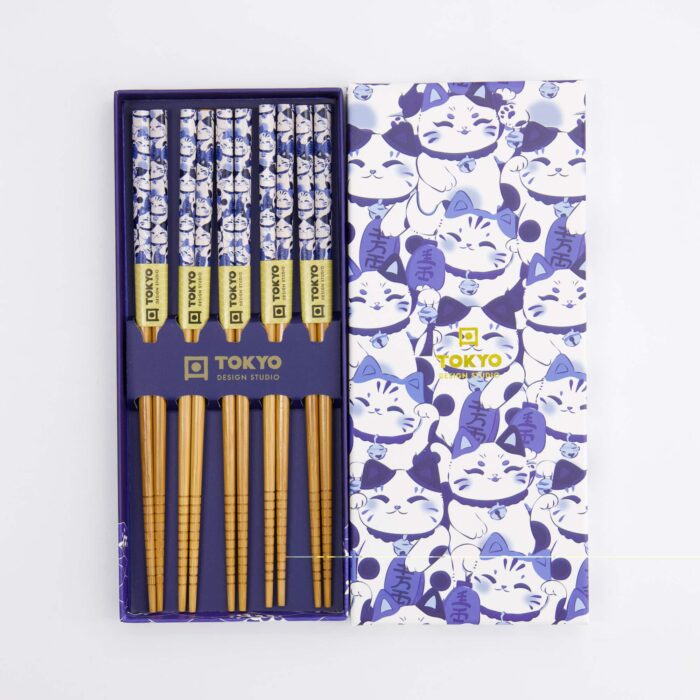Tokyo Design Studio – Coffret Baguettes – Chat Porte-Bonheur – 5 Paires – Image 2