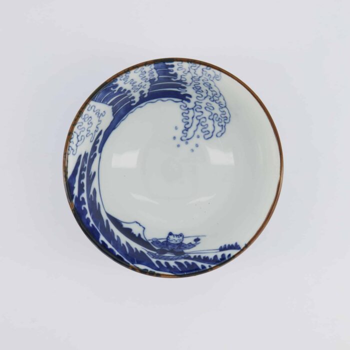Tokyo Design Studio - Kawaii - Bol Tayo - 13x6,5 cm - Wave Cat - Bleu/Rouge – Image 2