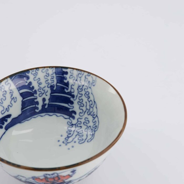 Tokyo Design Studio - Kawaii - Bol Tayo - 13x6,5 cm - Wave Cat - Bleu/Rouge – Image 3
