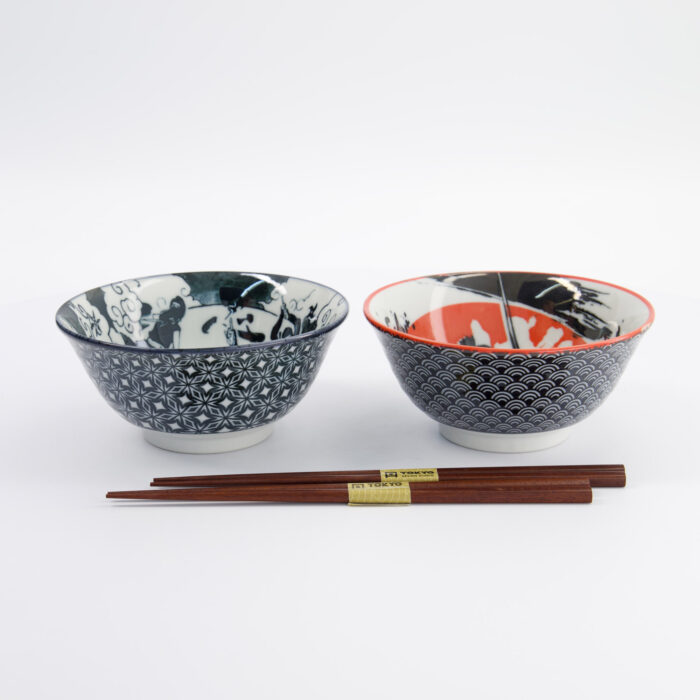 Tokyo Design Studio - Asakusa - Bols à Nouilles Set A (Samouraï/Ninja) - 2 Personnes - 14.8x7cm - 550ml – Image 2