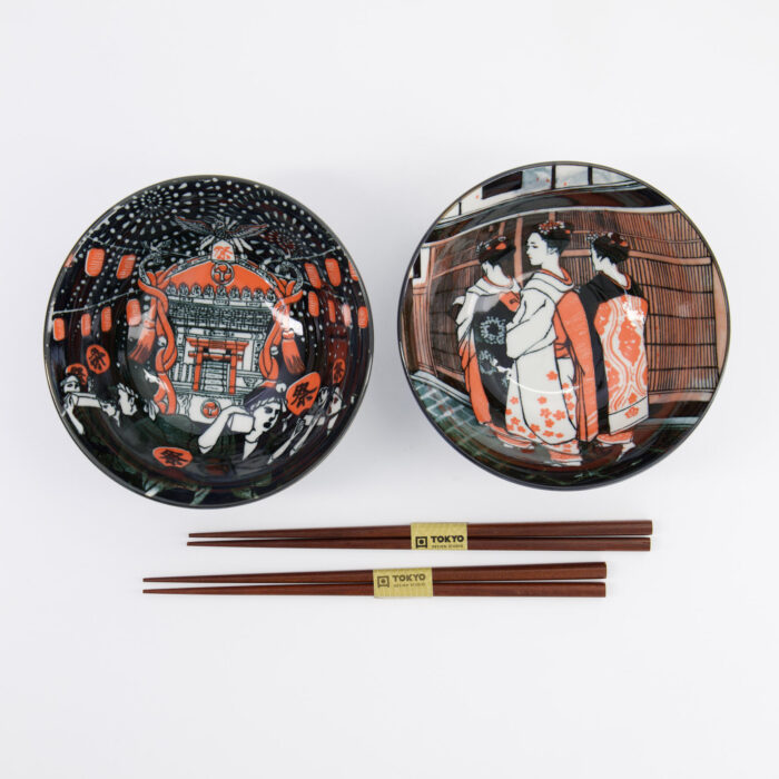 Tokyo Design Studio - Asakusa - Bols à Nouilles Set C (Matsuri/Geisha) - 2 Personnes - 14.8x7cm - 550ml – Image 3