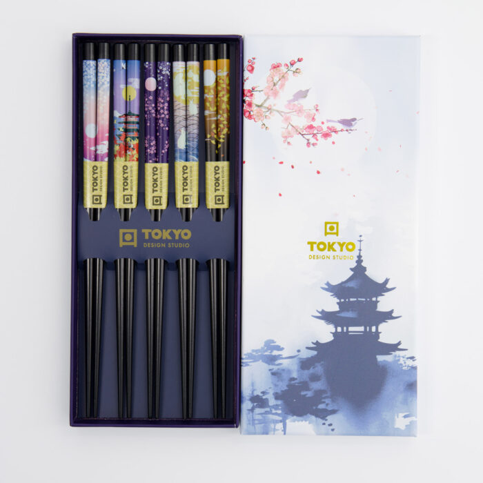 Tokyo Design Studio – Coffret Baguettes – 5 paires – Temple – Image 2