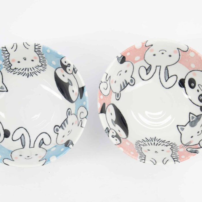 Tokyo Design Studio - Kawaii - Animaux - Set Cadeau Bols Tayo - 2 pièces avec baguettes - 15.2x6.7cm - 500ml - Bleu/Rose – Image 5