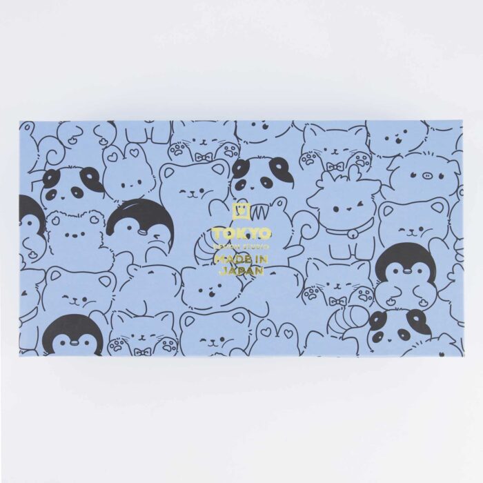 Tokyo Design Studio - Kawaii - Animaux - Set Cadeau Bols Tayo - 2 pièces avec baguettes - 15.2x6.7cm - 500ml - Bleu/Rose – Image 2