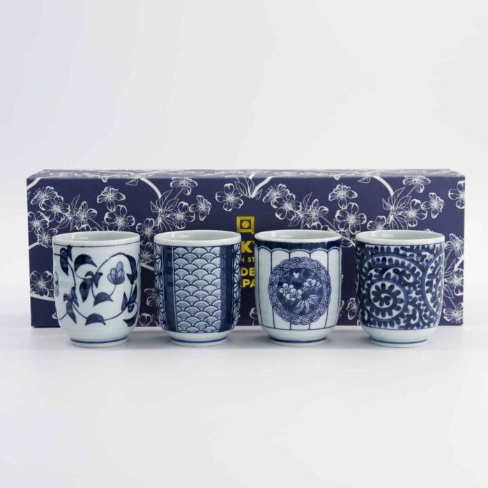 Tokyo Design Studio - Coffret Cadeau Tasses - 4 Pièces - Bleu/Blanc - 160ml - 6.5x7.5cm – Image 3