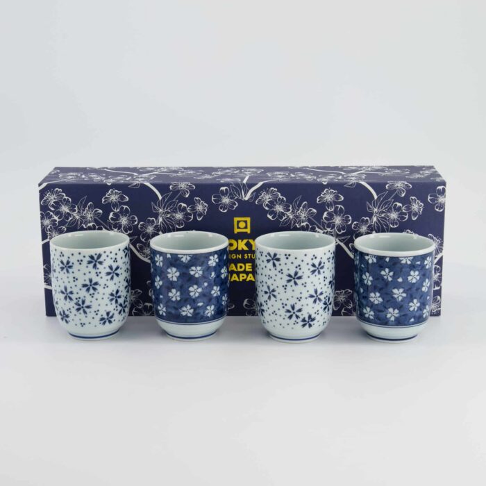 Tokyo Design Studio - Coffret Cadeau Tasses - 4 Pièces - Bleu/Blanc - 160ml - 6.5x7.5cm – Image 2