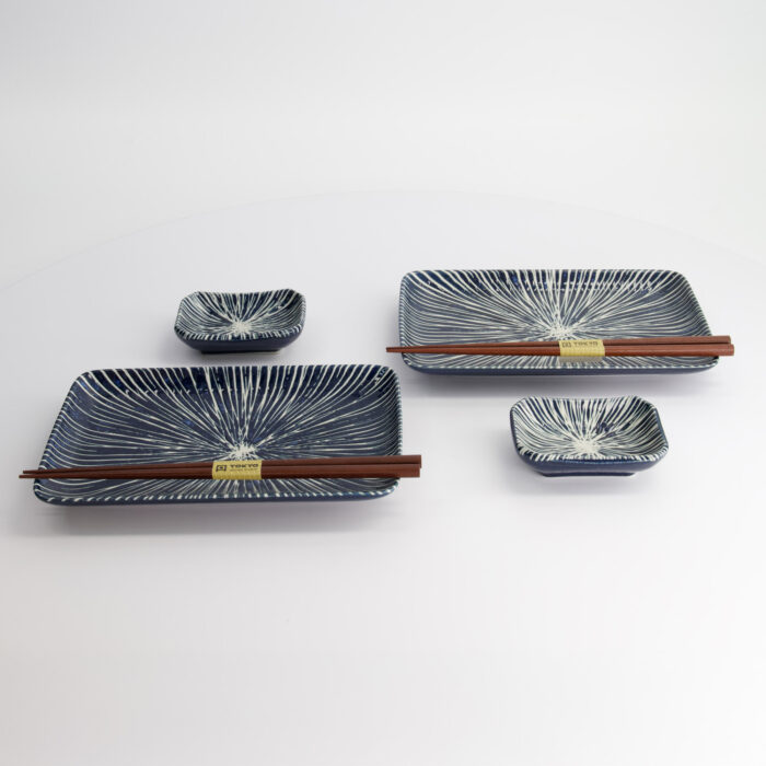 Tokyo Design Studio - Blue Tokusa - Coffret Sushi - 2 Personnes - 20,8x13,3x2,5cm & 8,8x6,3x2,5cm – Image 4