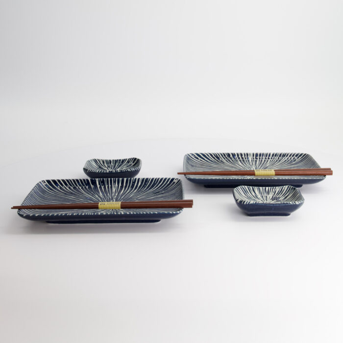 Tokyo Design Studio - Blue Tokusa - Coffret Sushi - 2 Personnes - 20,8x13,3x2,5cm & 8,8x6,3x2,5cm – Image 3