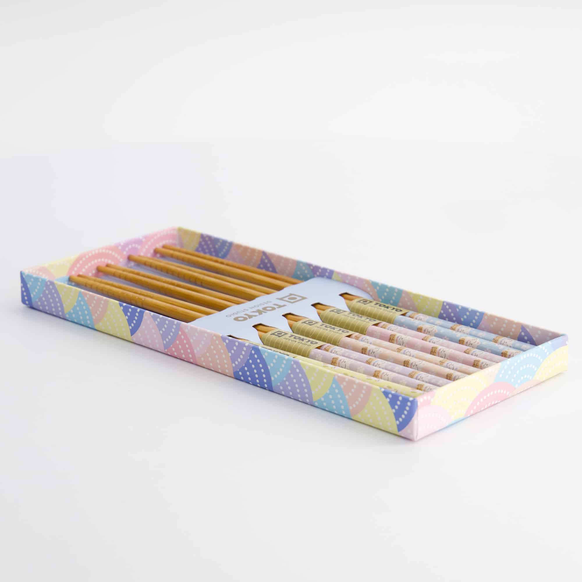 Tokyo Design Studio – Coffret de Baguettes – Lot de cinq – Lucky Cat – Bleu – Image 2