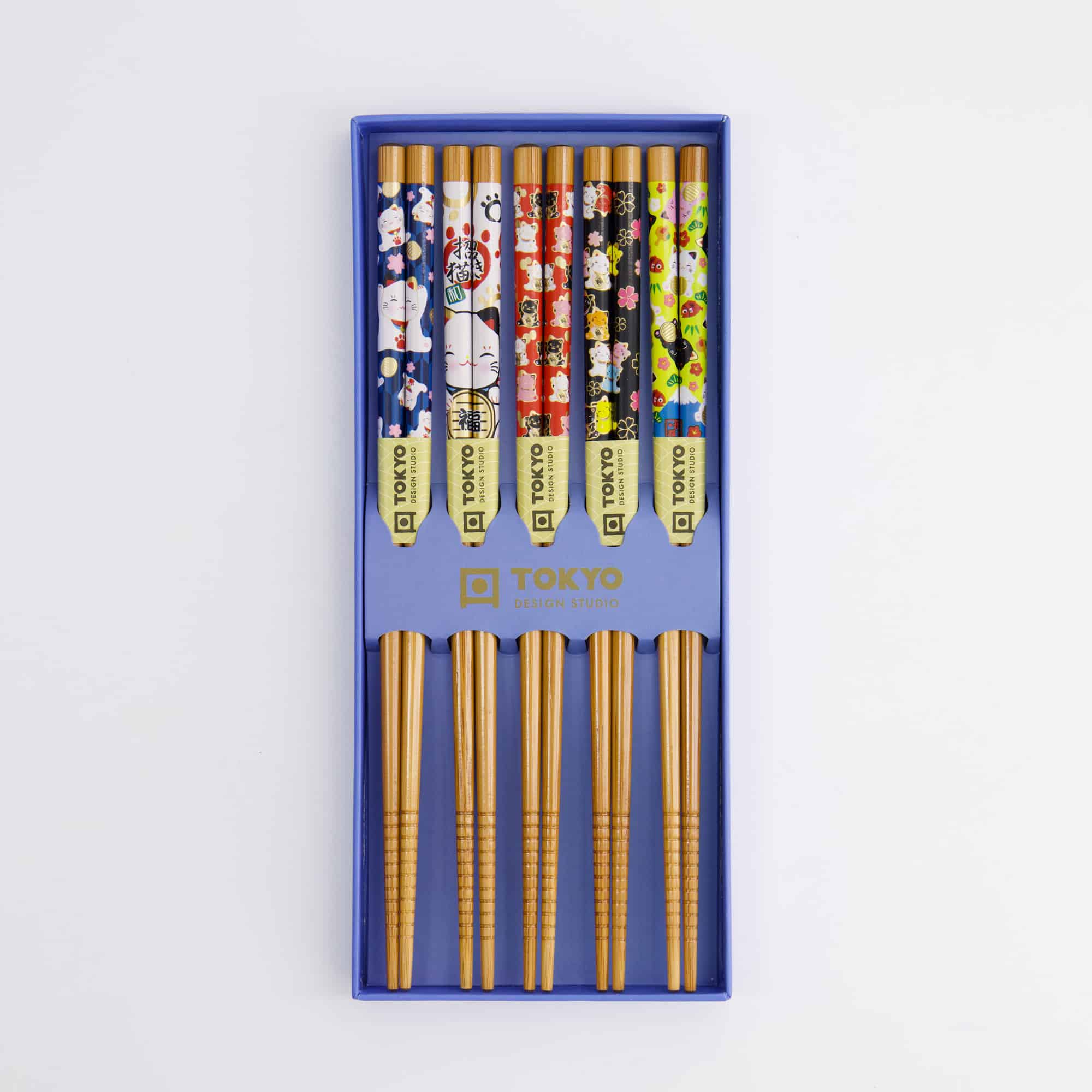 Tokyo Design Studio - Coffret Baguettes Japonaises - Set de 5 - Chat Porte-Bonheur & Carpe Koi – Image 4