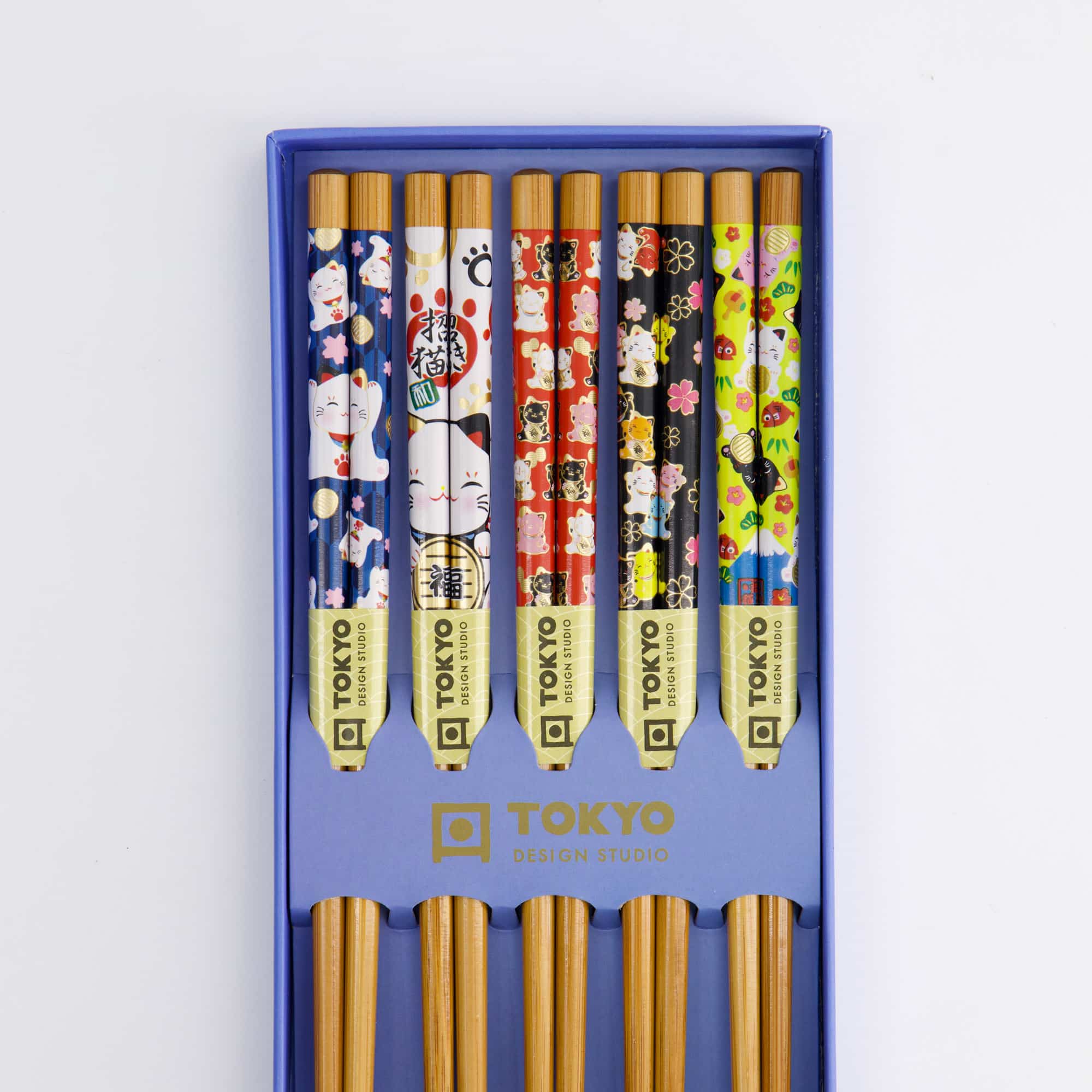Tokyo Design Studio - Coffret Baguettes Japonaises - Set de 5 - Chat Porte-Bonheur & Carpe Koi – Image 5