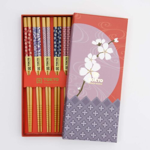 Tokyo Design Studio – Chopsticks Giftset – Set van vijf – Sakura – Japanse Eetstokjes Cadeauset