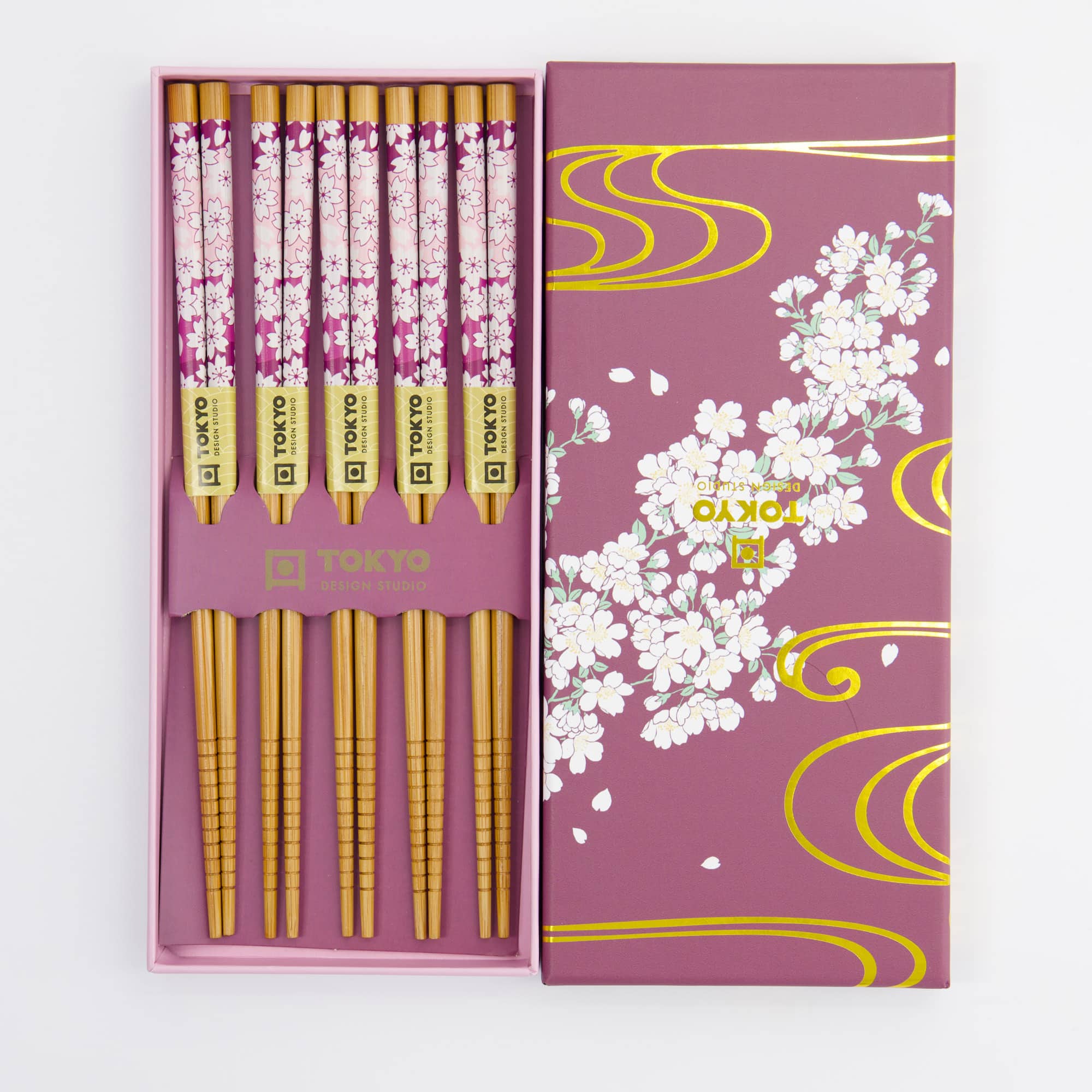 Tokyo Design Studio – Coffret de baguettes - Set de cinq - White Sakura – Image 2
