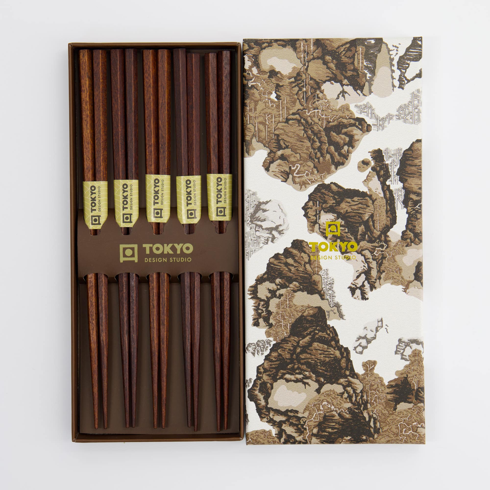 Tokyo Design Studio - Coffret Baguettes - Brun Foncé - Cinq Pièces – Image 2