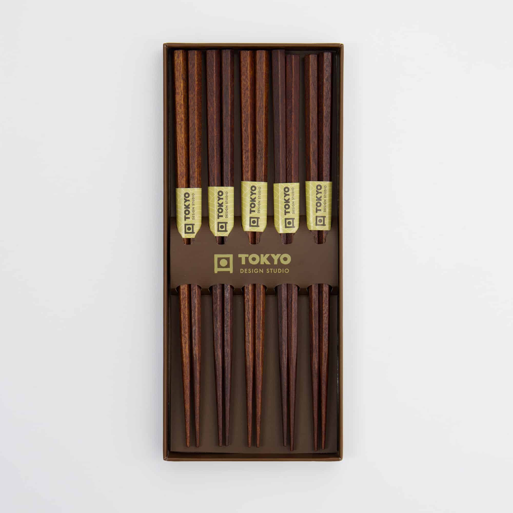 Tokyo Design Studio - Coffret Baguettes - Brun Foncé - Cinq Pièces – Image 3