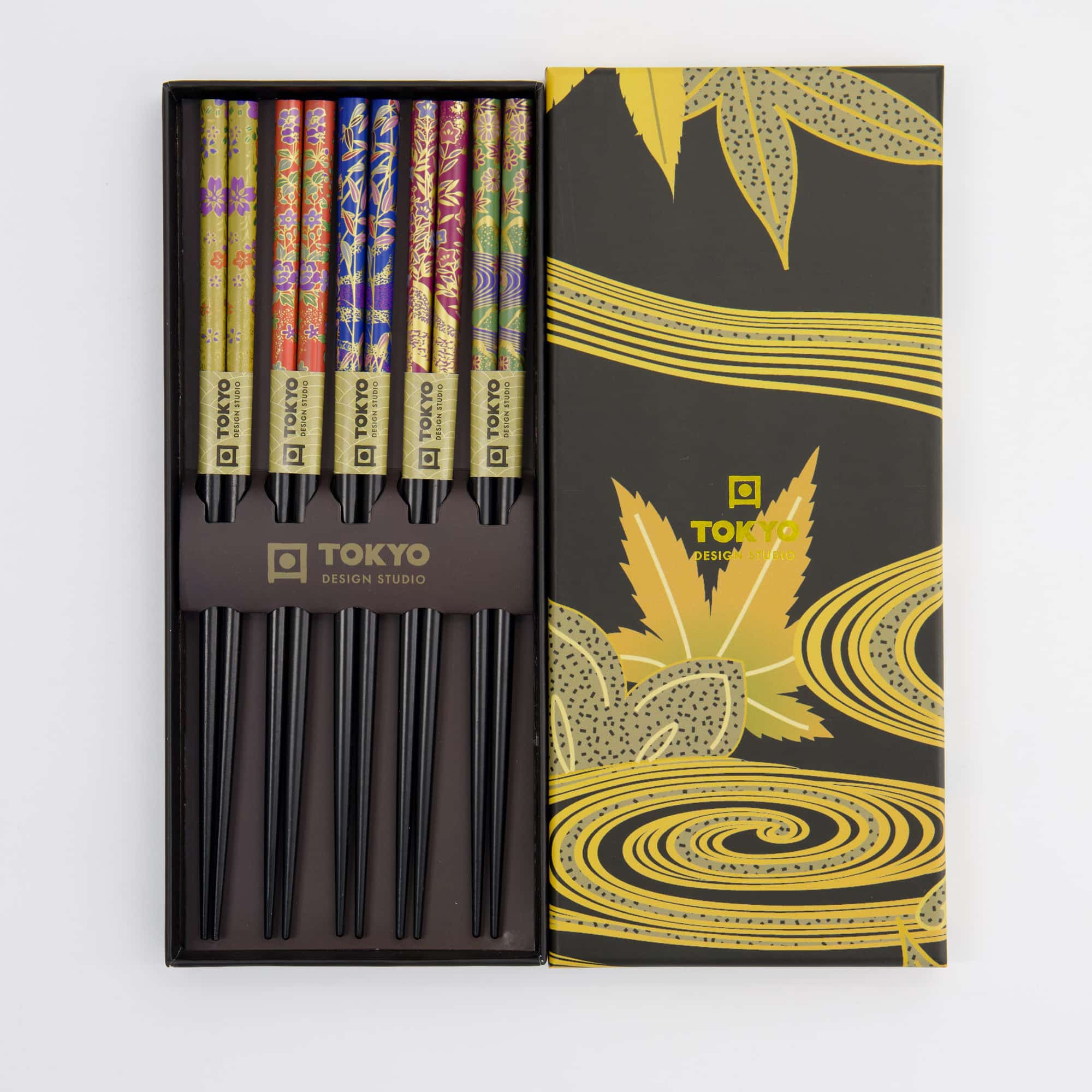 Tokyo Design Studio – Coffret Baguettes Japonaises – Lot de cinq – Golden Leaf – Image 2