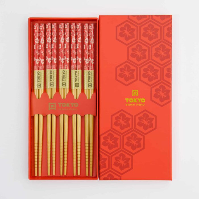 Tokyo Design Studio – Coffret Cadeau Baguettes – Lot de cinq – Red Leaf – Image 2