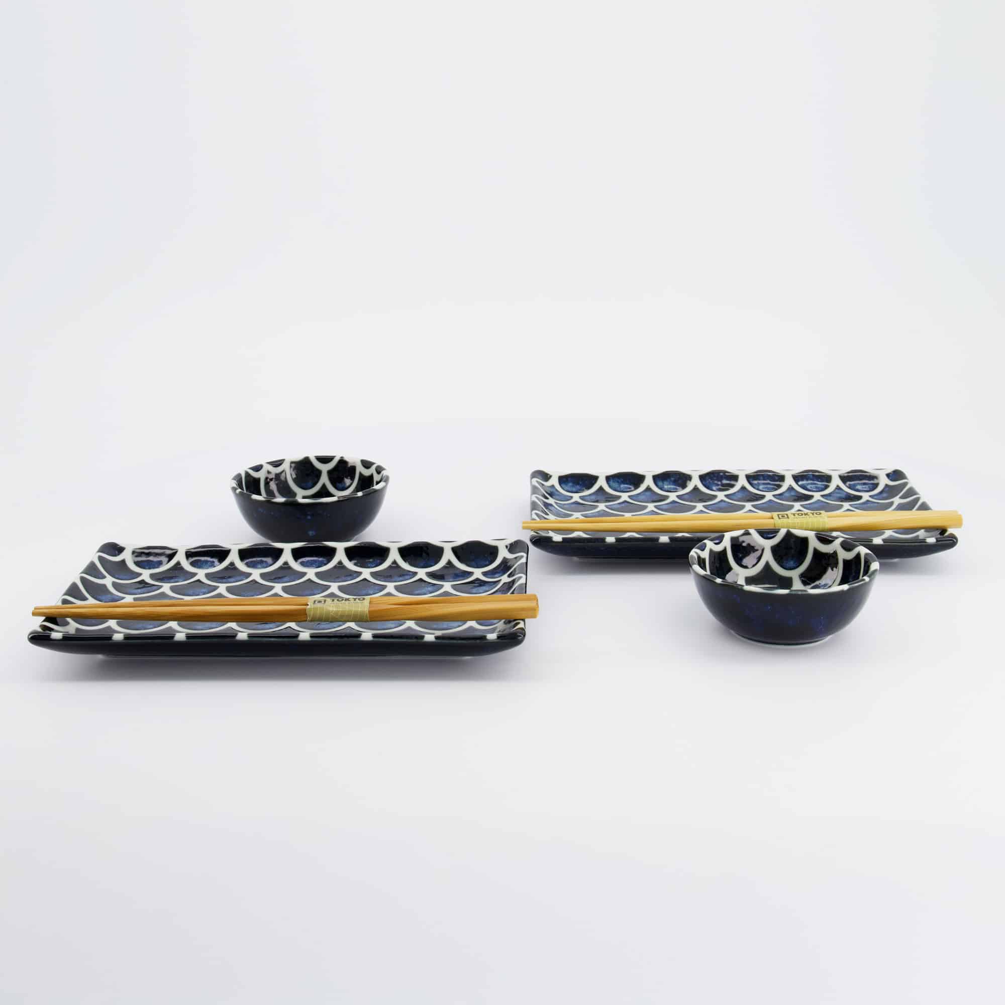 Tokyo Design Studio – Bleu Cobalt – Sirène – Coffret Sushi – 6 pièces – 22x13x2 cm & 8.5x3.4 cm – Image 5
