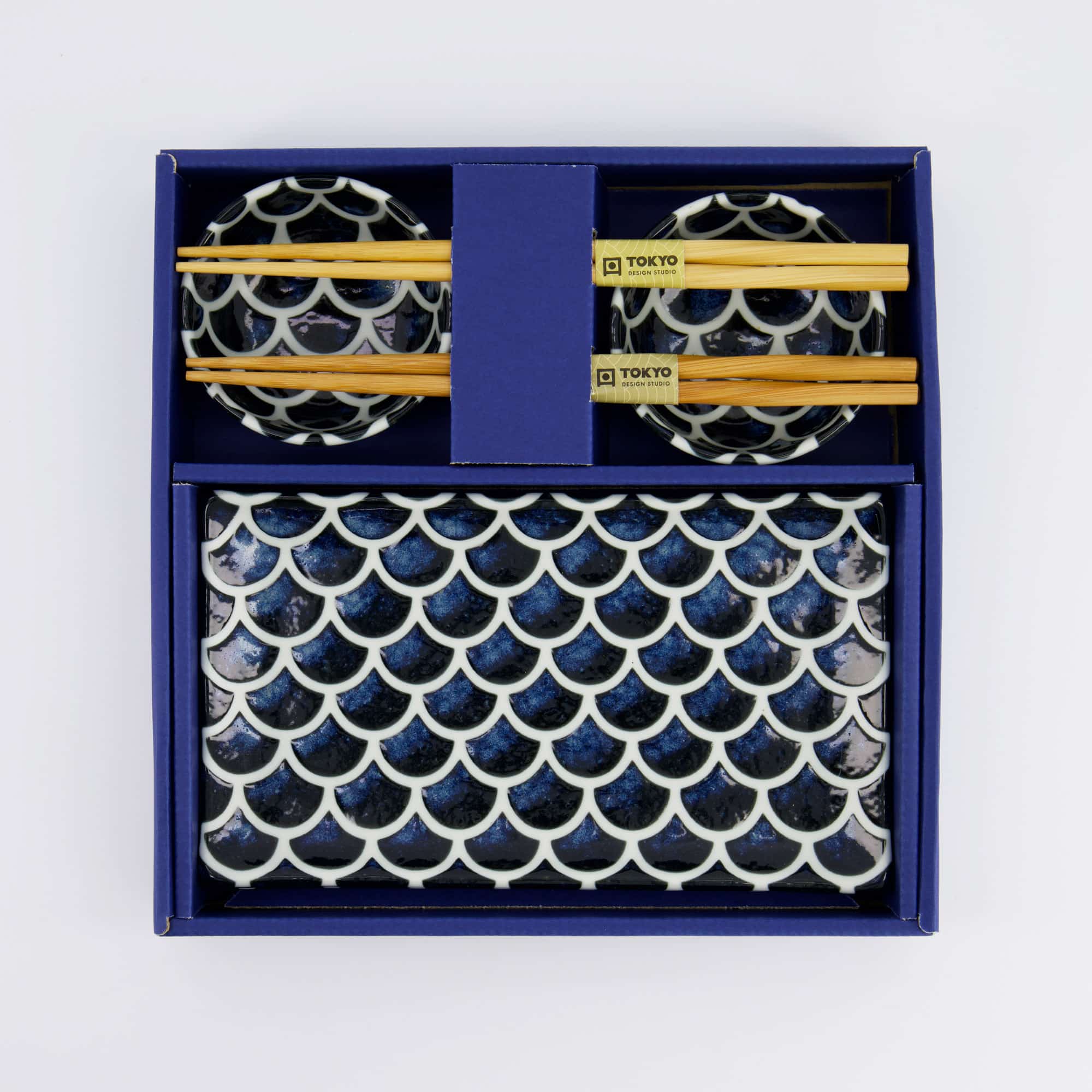 Tokyo Design Studio – Bleu Cobalt – Sirène – Coffret Sushi – 6 pièces – 22x13x2 cm & 8.5x3.4 cm – Image 4