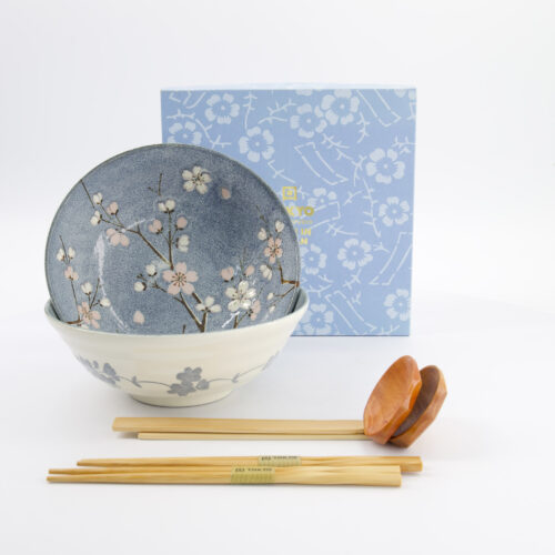 Tokyo Design Studio - Kommen Set - Fujisakura - 6-delige Ramen Cadeauset - 21x7.8cm - 1000ml - Grijs