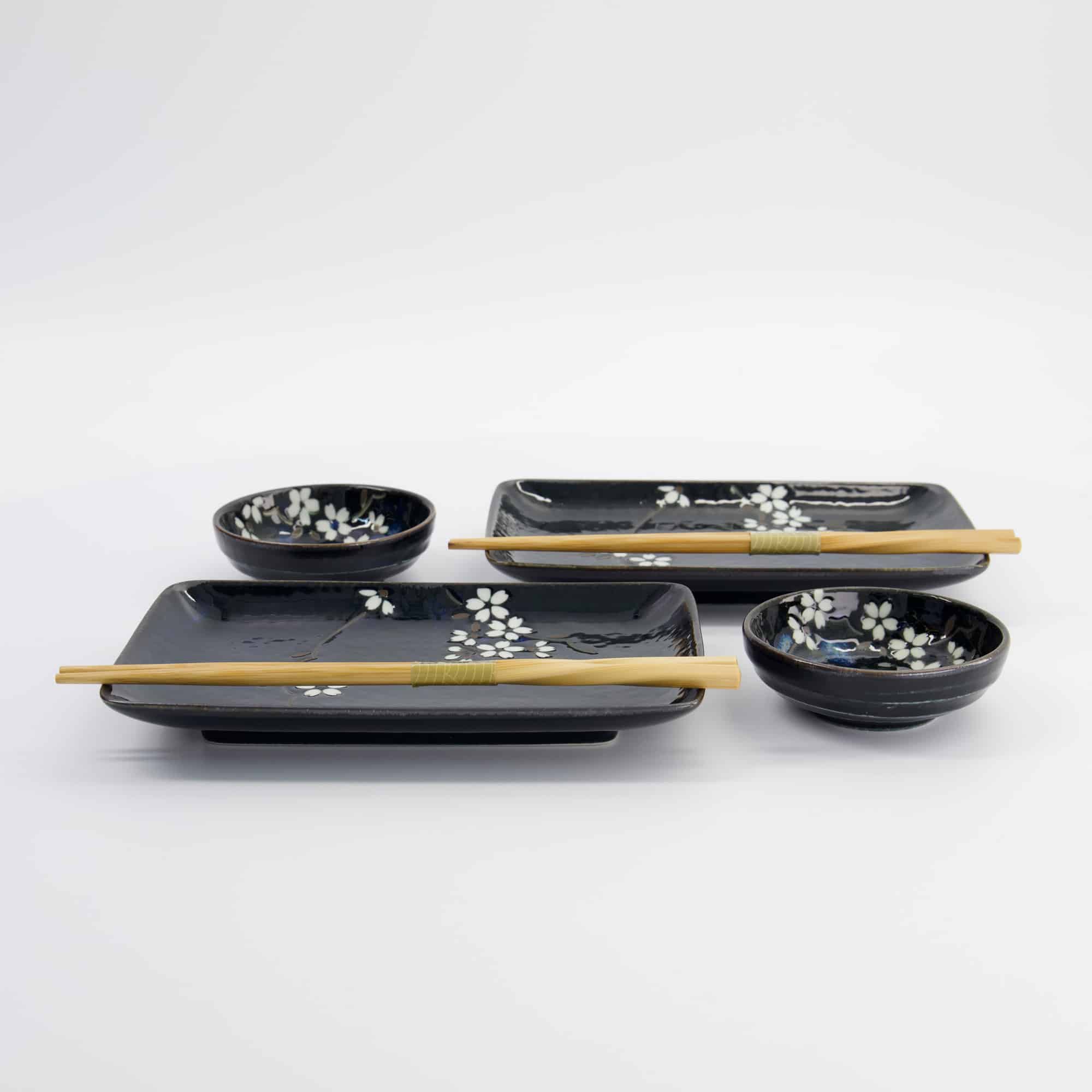 Tokyo Design Studio - Sakura Bleu Cobalt - Coffret Sushi 6 pièces - 20,5x13,2x2,5cm & 9,5x3cm – Image 2