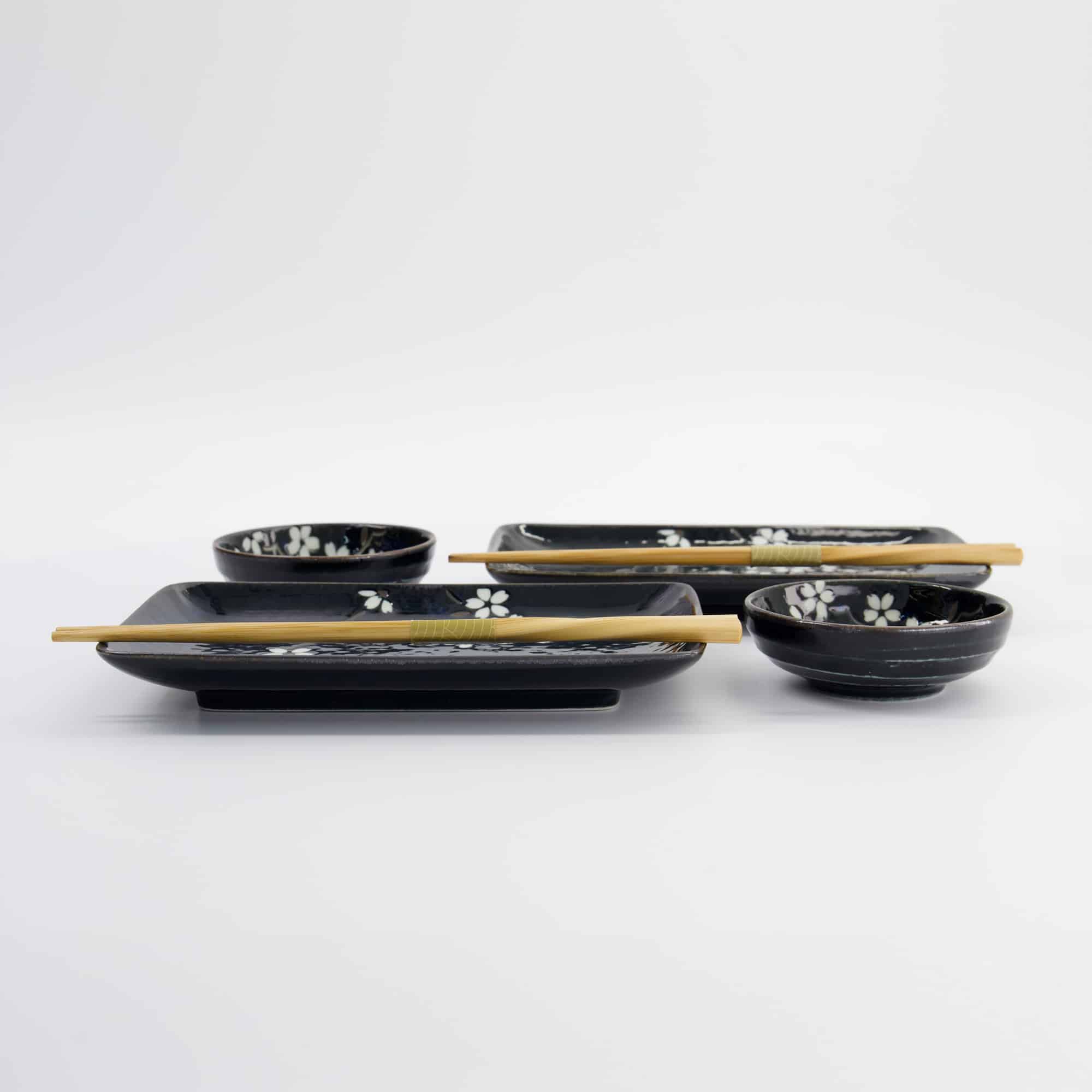Tokyo Design Studio - Sakura Bleu Cobalt - Coffret Sushi 6 pièces - 20,5x13,2x2,5cm & 9,5x3cm – Image 4