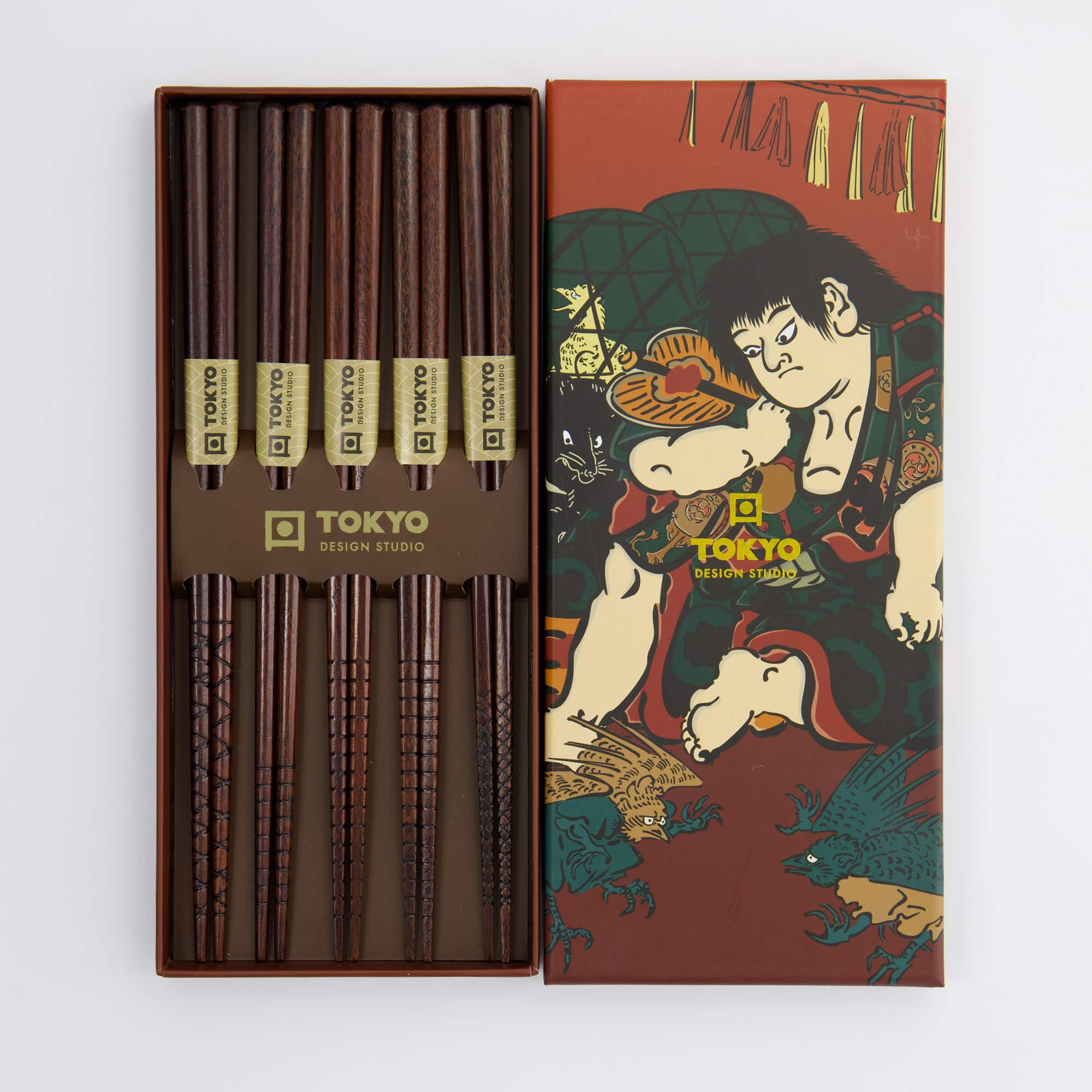 Tokyo Design Studio – Coffret Cadeau Baguettes - Lot de Cinq - Ukiyoe – Image 2