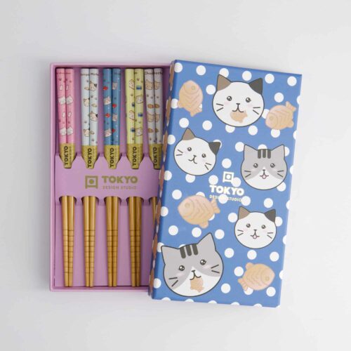 Tokyo Design Studio - Kinderen Chopstick Giftset/5 - Cats Tayaki