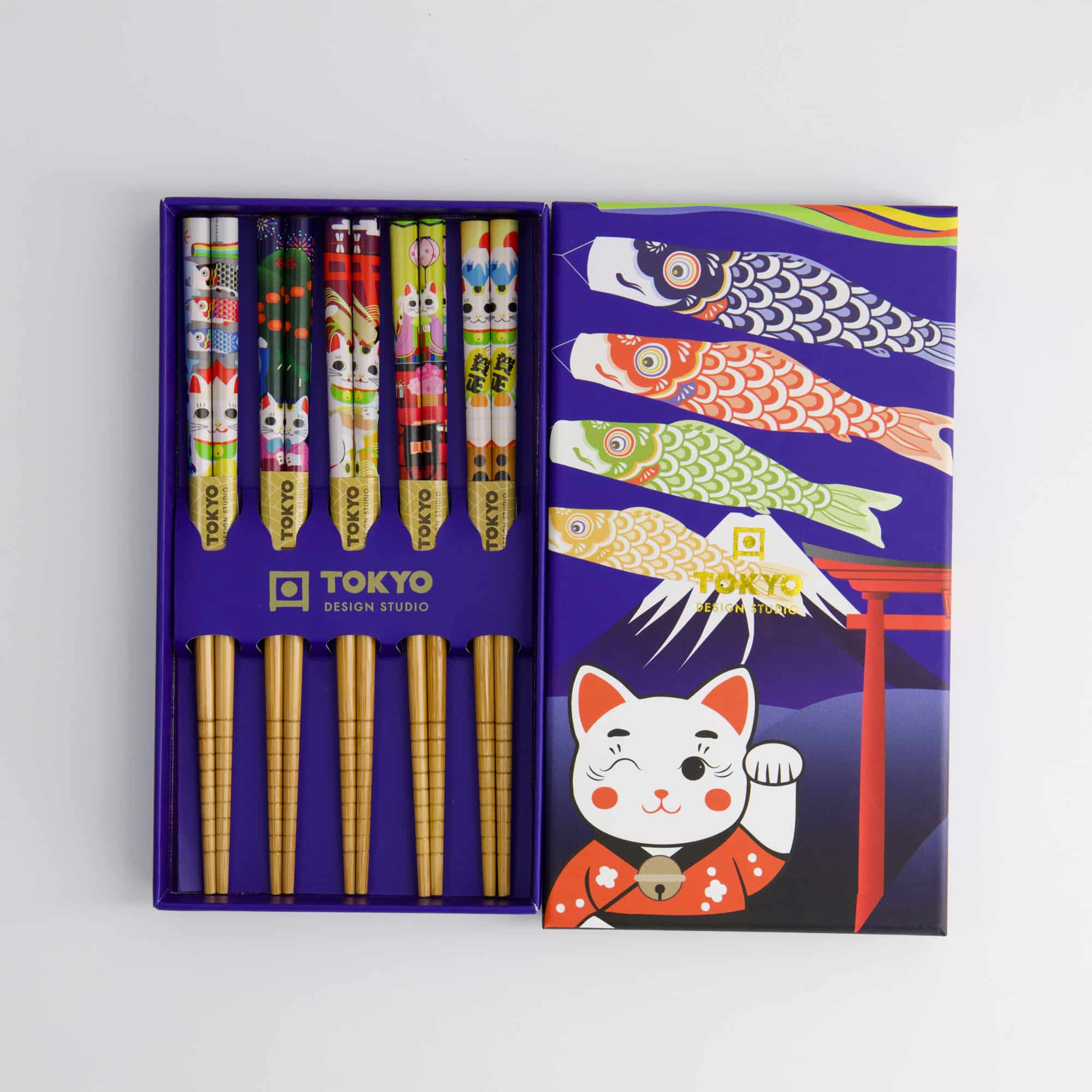 Tokyo Design Studio - Coffret Baguettes Enfant/5 - Lucky Cats & Koinobori – Image 2