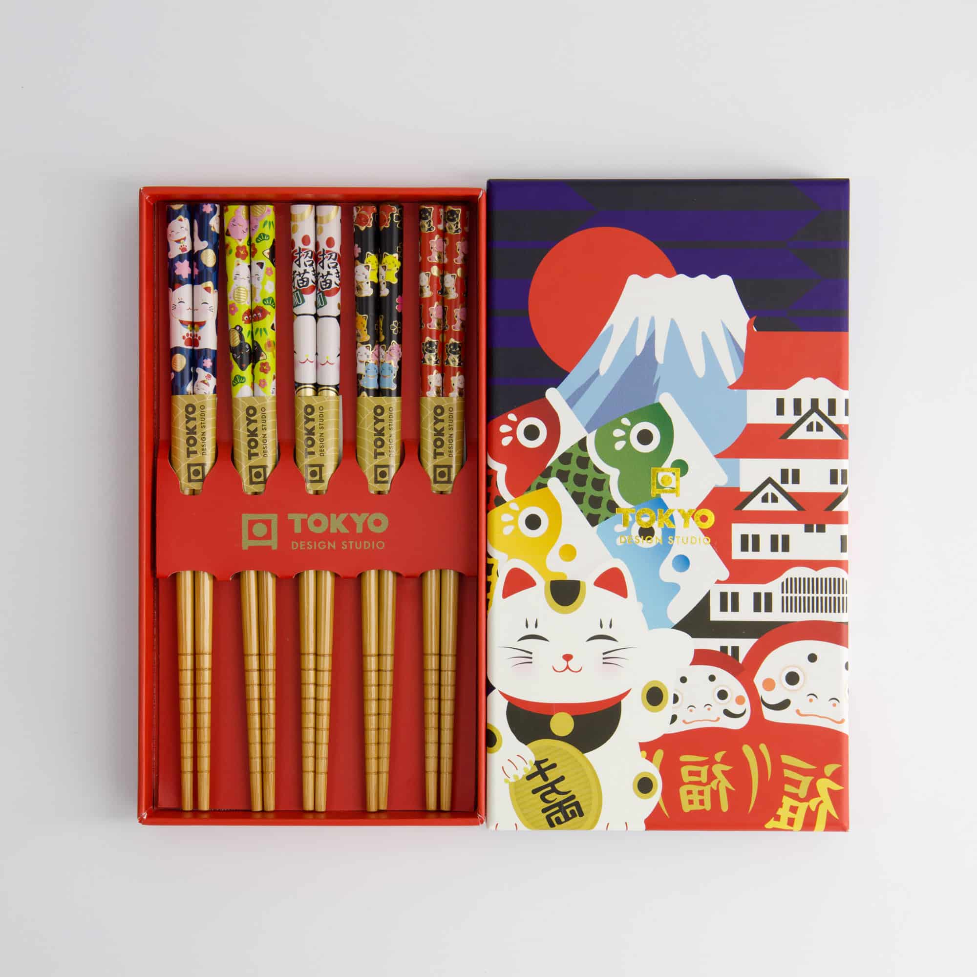 Tokyo Design Studio - Coffret Cadeau Baguettes Enfant/5 - Chats Porte-Bonheur Japon – Image 2