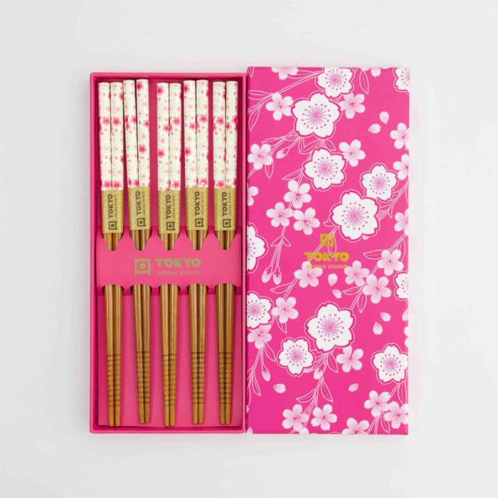 Tokyo Design Studio – Coffret de Baguettes Japonaises – Lot de cinq – Pink Blossom – Image 2