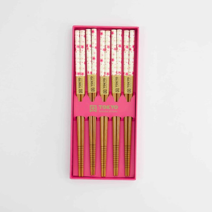 Tokyo Design Studio – Coffret de Baguettes Japonaises – Lot de cinq – Pink Blossom – Image 4