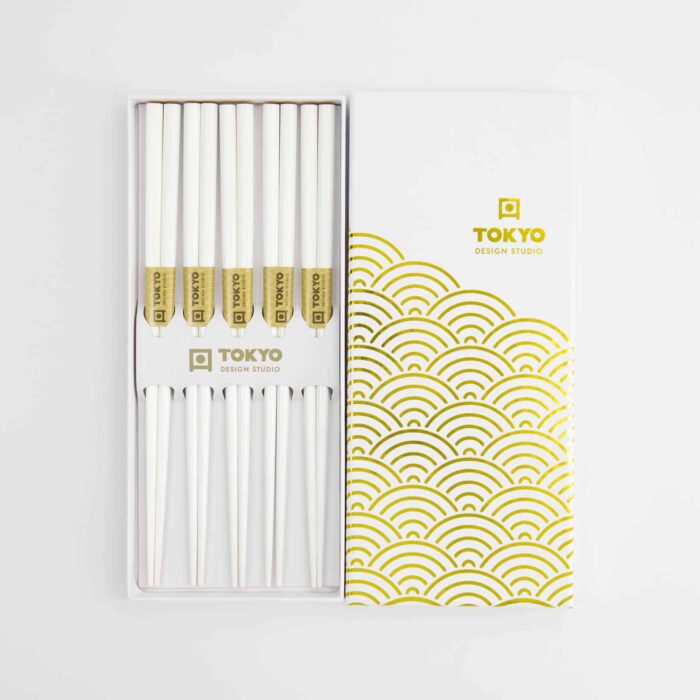 Tokyo Design Studio – Coffret de Baguettes Japonaises – Lot de cinq – Gold Wave – Image 2