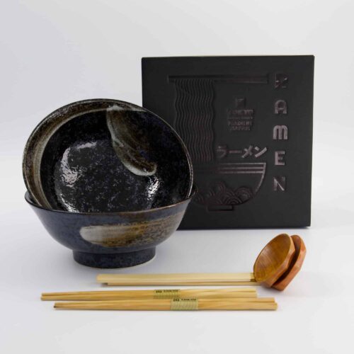 Tokyo Design Studio - Arahake - Ramen Kom Giftset - 6-delig - 21.5x9cm - 1300ml - Zwart